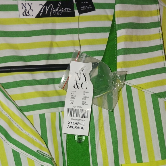 NY&C NWT Madison Green/Yellow/White Shirt XXL - Picture 6 of 14